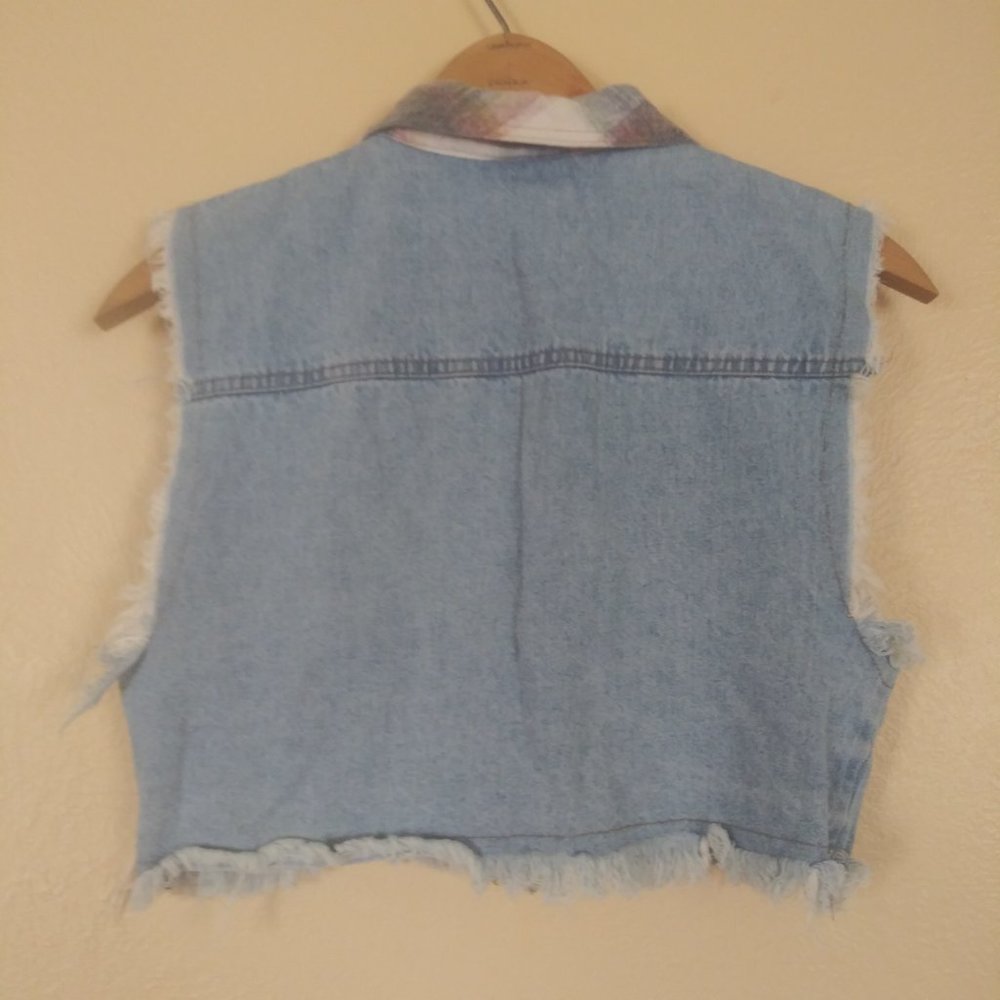 Vintage 90's Enchante Cropped Denim Vest Women's Small - Picture 5 of 6